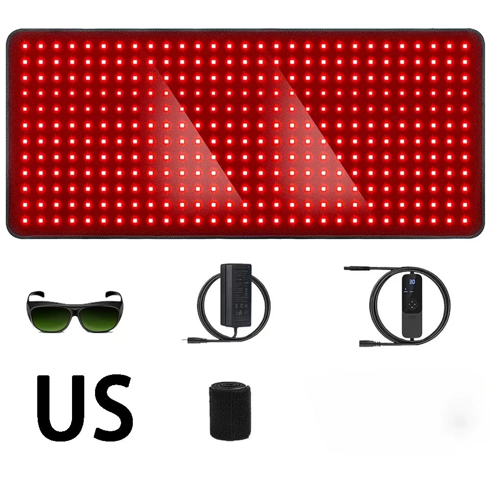 406Pcs Leds Red Light Therapy Heating Larger Pad 660Nm Waist Back Shoulder Muscle Pain Yogamat Relief Relax Infrared Light 850Nm