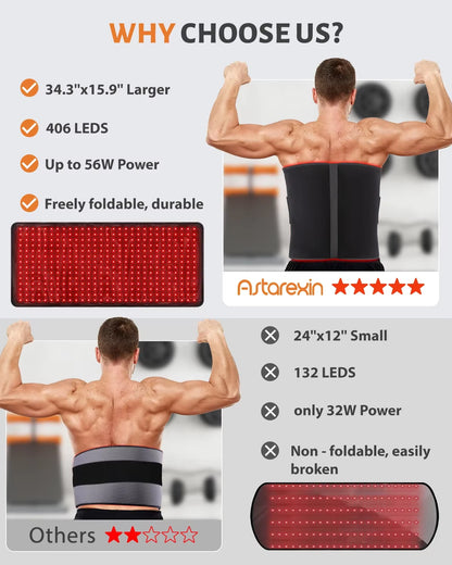 406Pcs Leds Red Light Therapy Heating Larger Pad 660Nm Waist Back Shoulder Muscle Pain Yogamat Relief Relax Infrared Light 850Nm