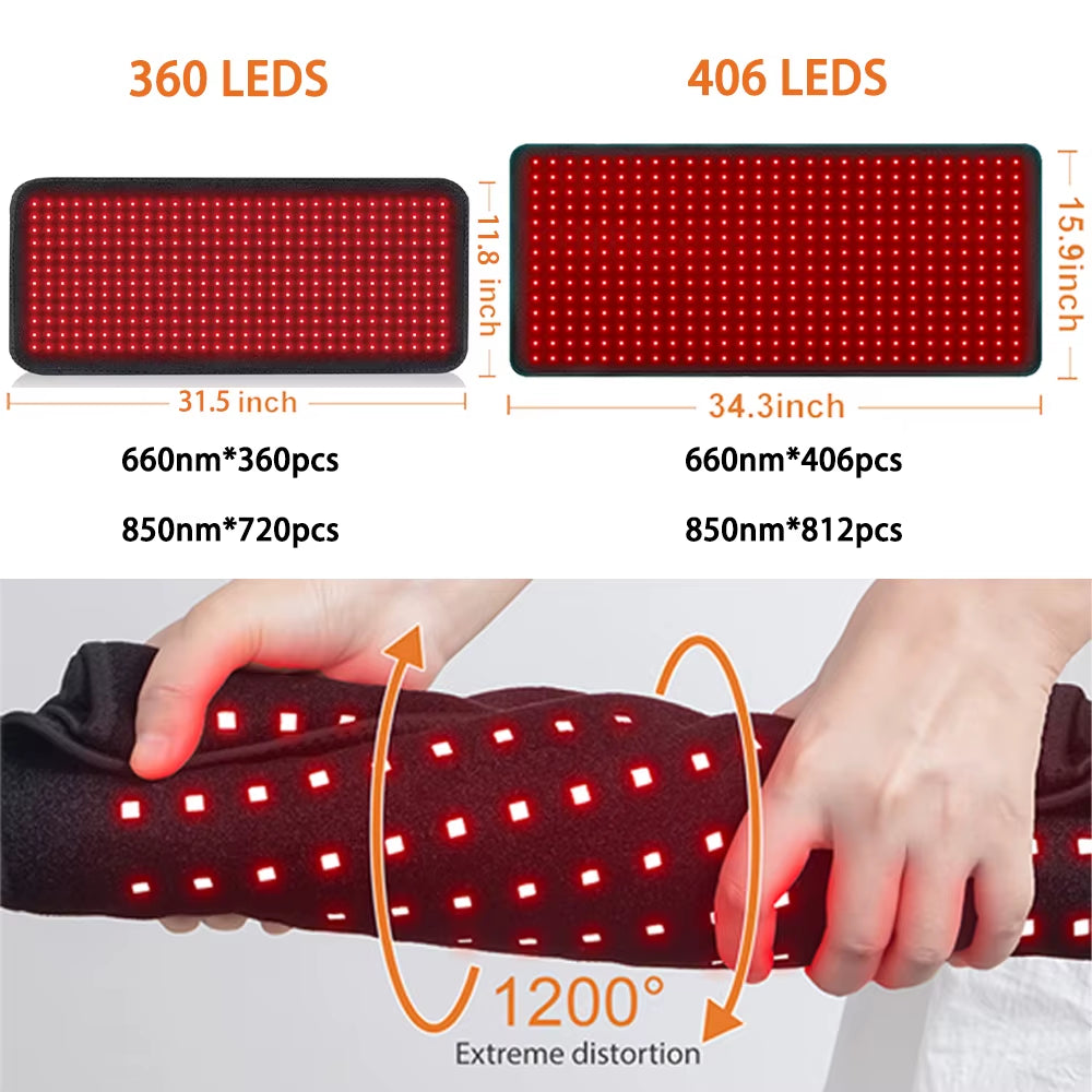 406Pcs Leds Red Light Therapy Heating Larger Pad 660Nm Waist Back Shoulder Muscle Pain Yogamat Relief Relax Infrared Light 850Nm